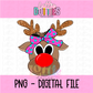 Reindeer Girl Pink Bow Png - Christmas Design - name plate design - Digital Download
