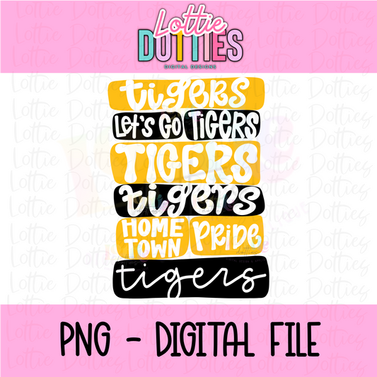Tigers Black & Gold PNG - Tigers Sublimation - Digital Download