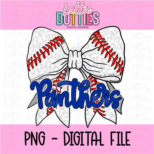 Panthers PNG - Panthers Baseball bow Royal design - Digital Download