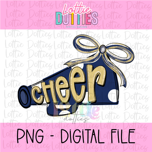 Cheer Megaphone PNG - Navy & Vegas Sublimation design - Digital Download