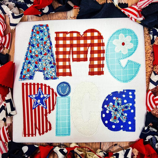 America Appliqué - Machine Embroidery Applique Design - Instant Download  - Alpha Pack