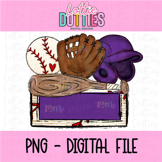 Baseball Name Plate - Purple - PNG - Design Sublimation - Digital Download