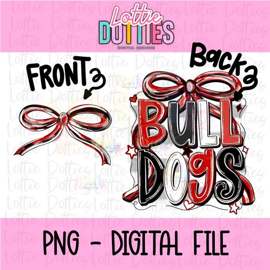 Bulldogs PNG - Black & Red Bow Design Sublimation design -   Digital Download