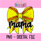 Softball Mama Bow PNG -  softball bow design - Digital Download