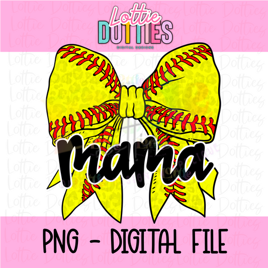 Softball Mama Bow PNG -  softball bow design - Digital Download