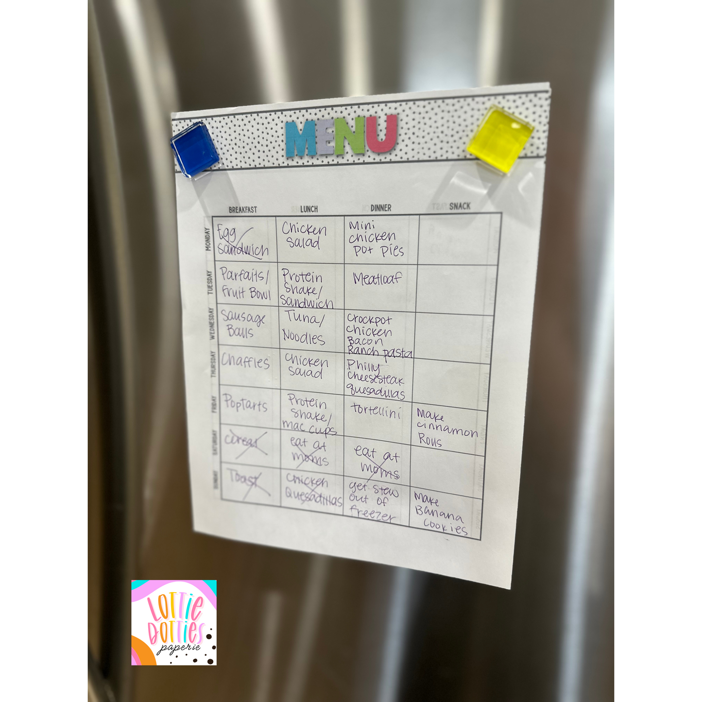 Printable Weekly Meal Planner | Editable Menu Template | Breakfast, Lunch, Dinner & Snack Organizer