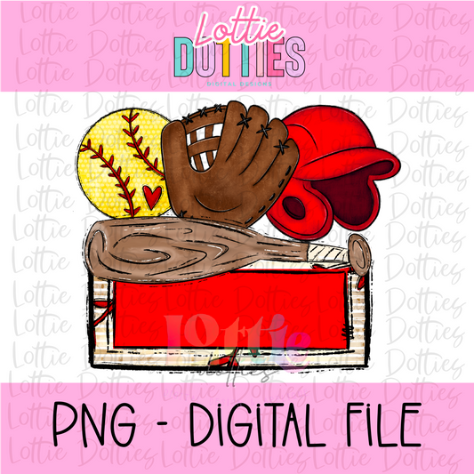 Softball Name Plate - Red - PNG - Design Sublimation - Digital Download