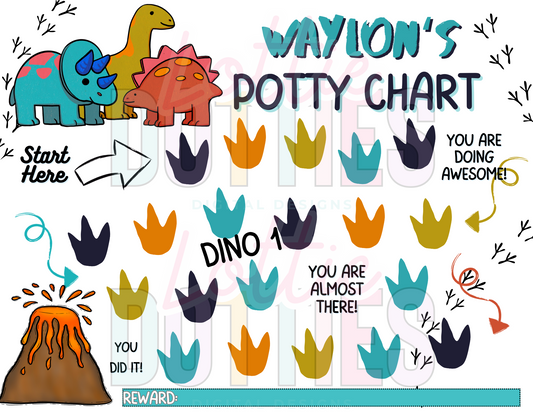 Dino Potty Chart Template - Dino 1