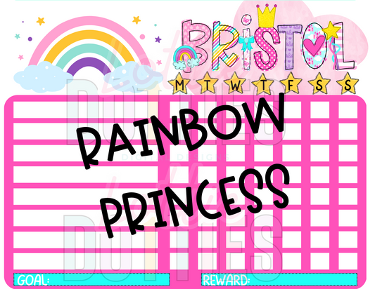 Rainbow Princess Chore Chart Template - Rainbow Princess