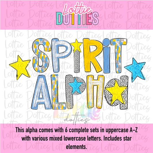 Columbia Blue & Yellow Poppy Foil Alpha - Columbia and yellow Spirit Alpha - Alphabet - Alpha Pack - Alphabet Clipart - Instant Download