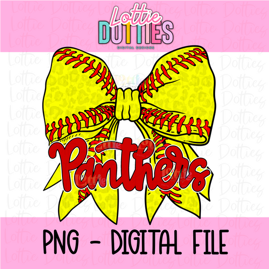 Panthers PNG - Panthers Softball bow Red design - Digital Download