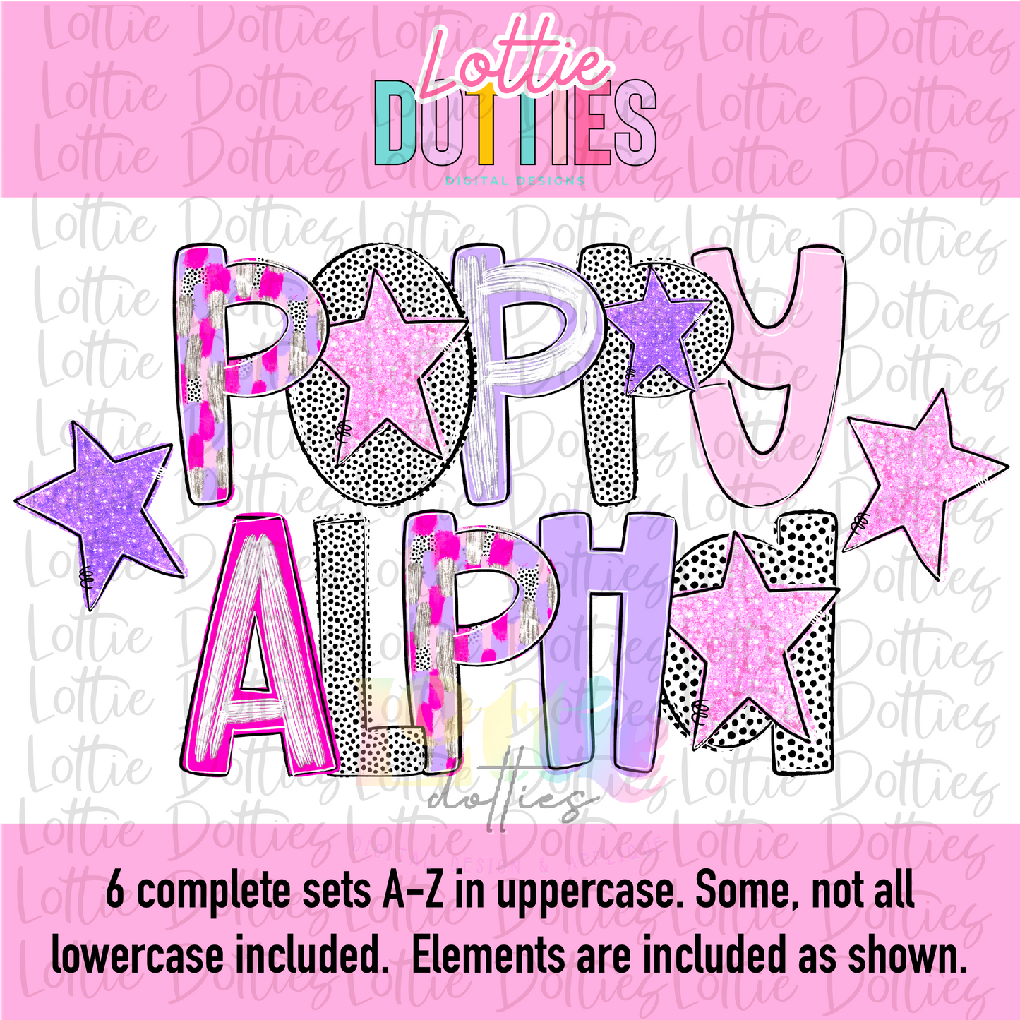 Pink & Purple Poppy Alpha - Pink Poppy Alpha - Alphabet - Alpha Pack - Alphabet Clipart - Instant Download