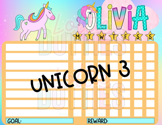 Unicorn Chore Chart Template - Unicorn 3