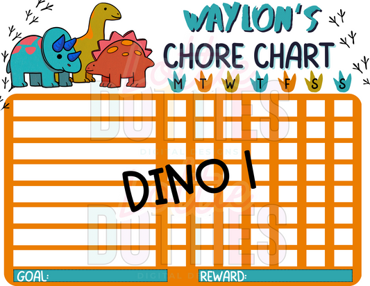 Dino Chore Chart Template - Dino 1