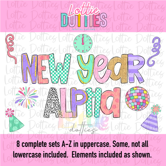 New Year Alpha - Alphabet - Alpha Pack - Alphabet Clipart - Instant Download  - Alpha Packs