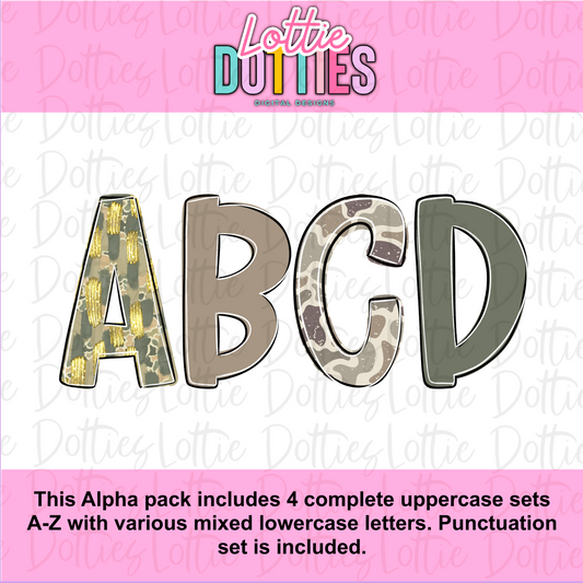 Camo Alpha | Camouflage Alphabet Clipart | Instant Download | Alpha Pack