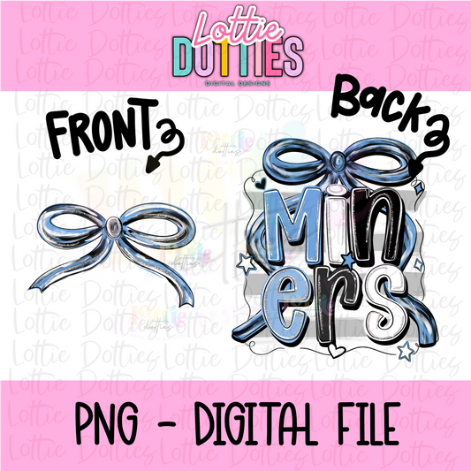 Miners PNG - Miners Columbia, Black and White bow design - Digital Download - coquette mascot