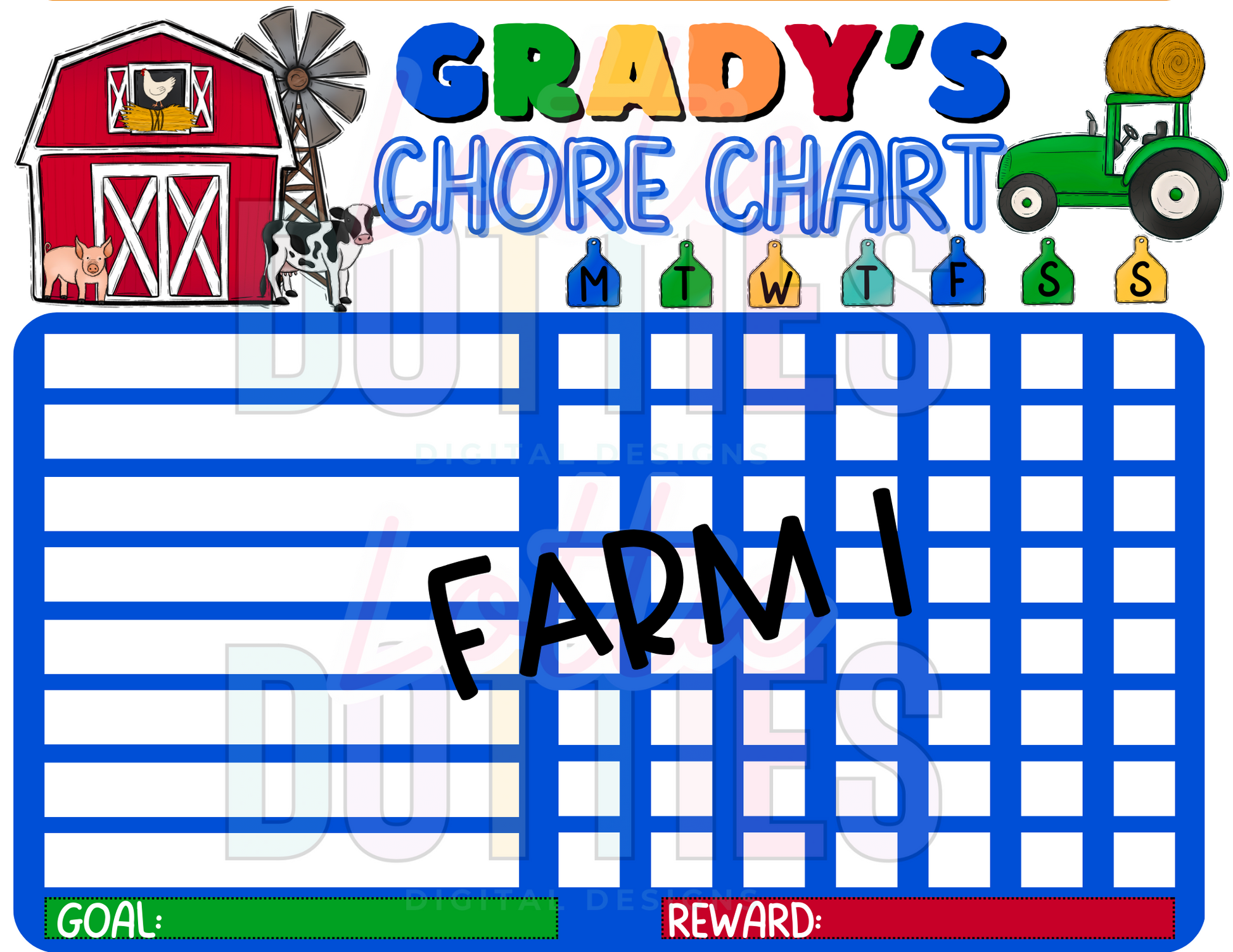 Farm Chore Chart Template - Farm 1 – Lottie Dotties LLC