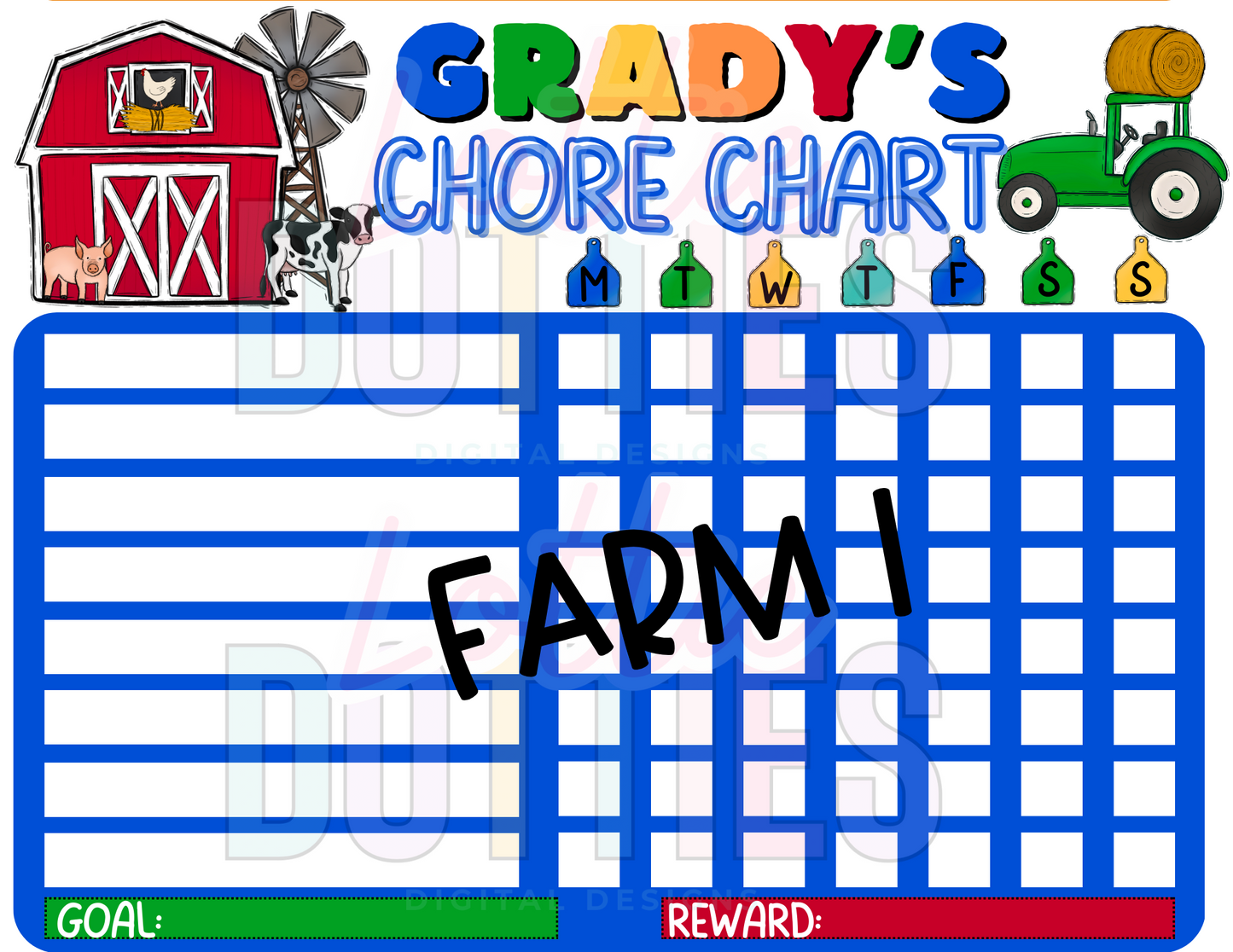 Farm Chore Chart Template - Farm 1