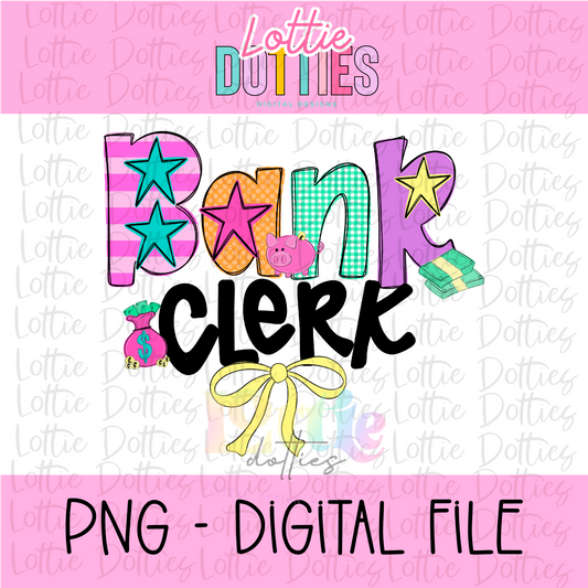 Bank Clerk PNG - Bank Clerk Yellow Bow Sublimation - Digital Download