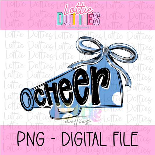 Cheer Megaphone PNG - Columbia Blue & Black Sublimation design -   Digital Download