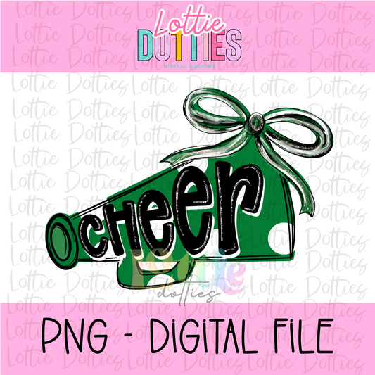 Cheer Megaphone PNG - Black & Green Sublimation design -   Digital Download