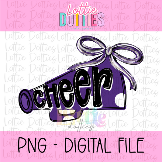 Cheer Megaphone PNG - Purple & Black Sublimation design - Digital Download