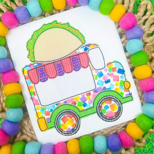 Taco Truck Appliqué - Machine Embroidery Applique Design - Instant Download  - Alpha Pack