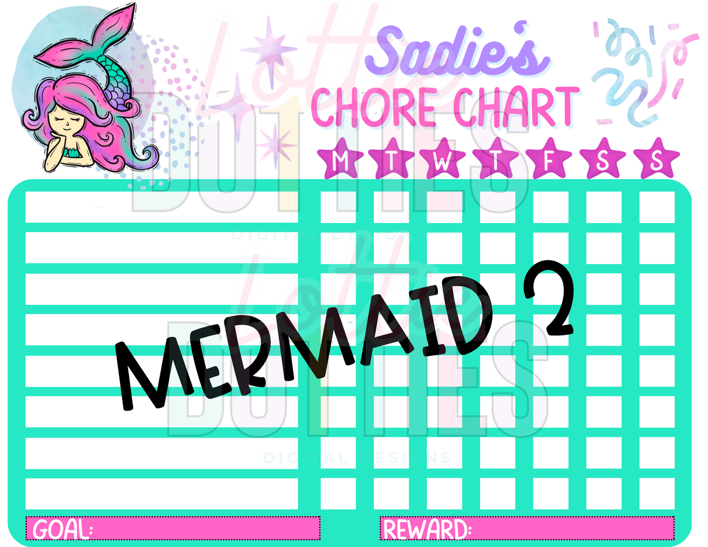 Mermaid Chore Chart Template - Mermaid 2