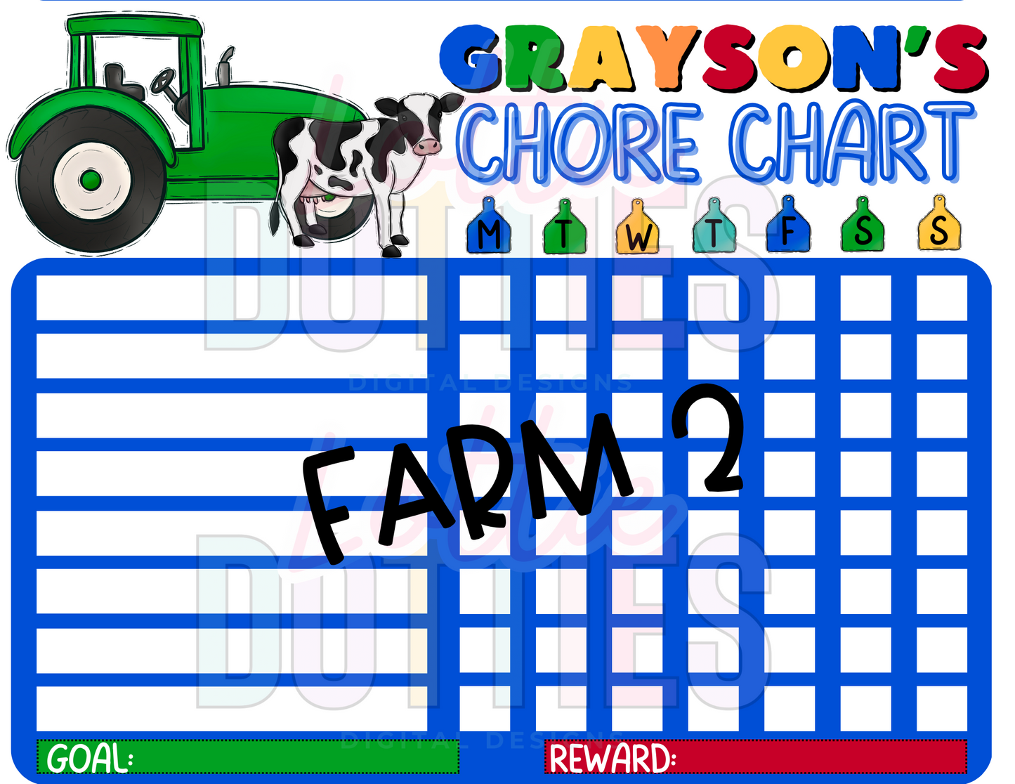 Farm Chore Chart Template - Farm 2