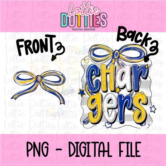 Chargers PNG - Royal & Gold Bow Design Sublimation design -   Digital Download
