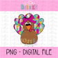 Turkey with Bow Png - Girl Turkey Design - Thanksgiving Design - Digital Download