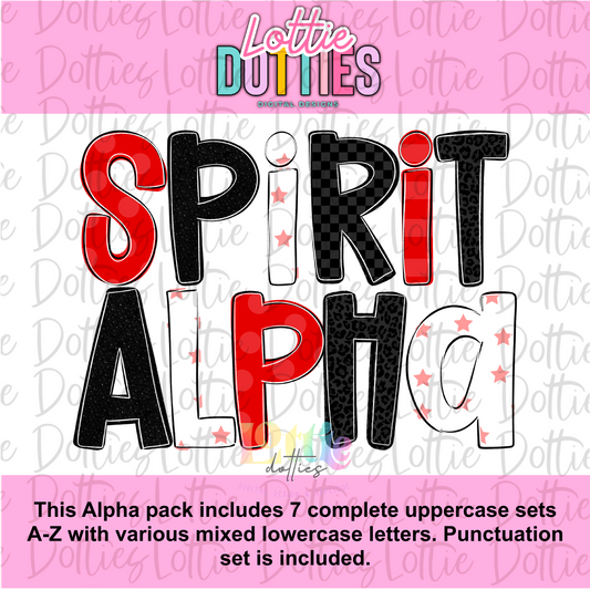 Red and Black Spirit Alpha | Red and Black | Hand Lettered Alphabet | Alpha Pack | Alphabet Clipart | Instant Download