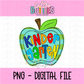 Kindergarten Stripe Apple PNG - K Apple Sublimation - Digital Design