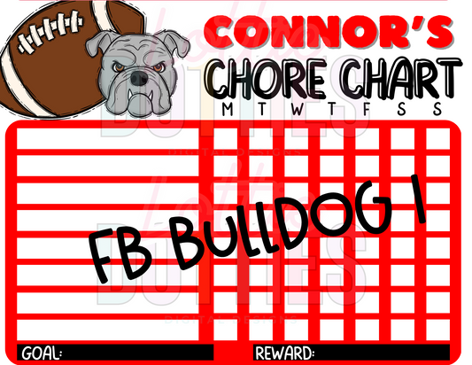 Football Bulldog Chore Chart Template - Football Bulldog