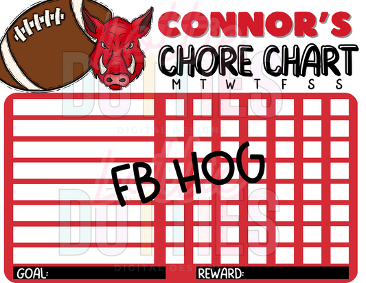 Football Hog & Razorback Chore Chart Template - Football Hog