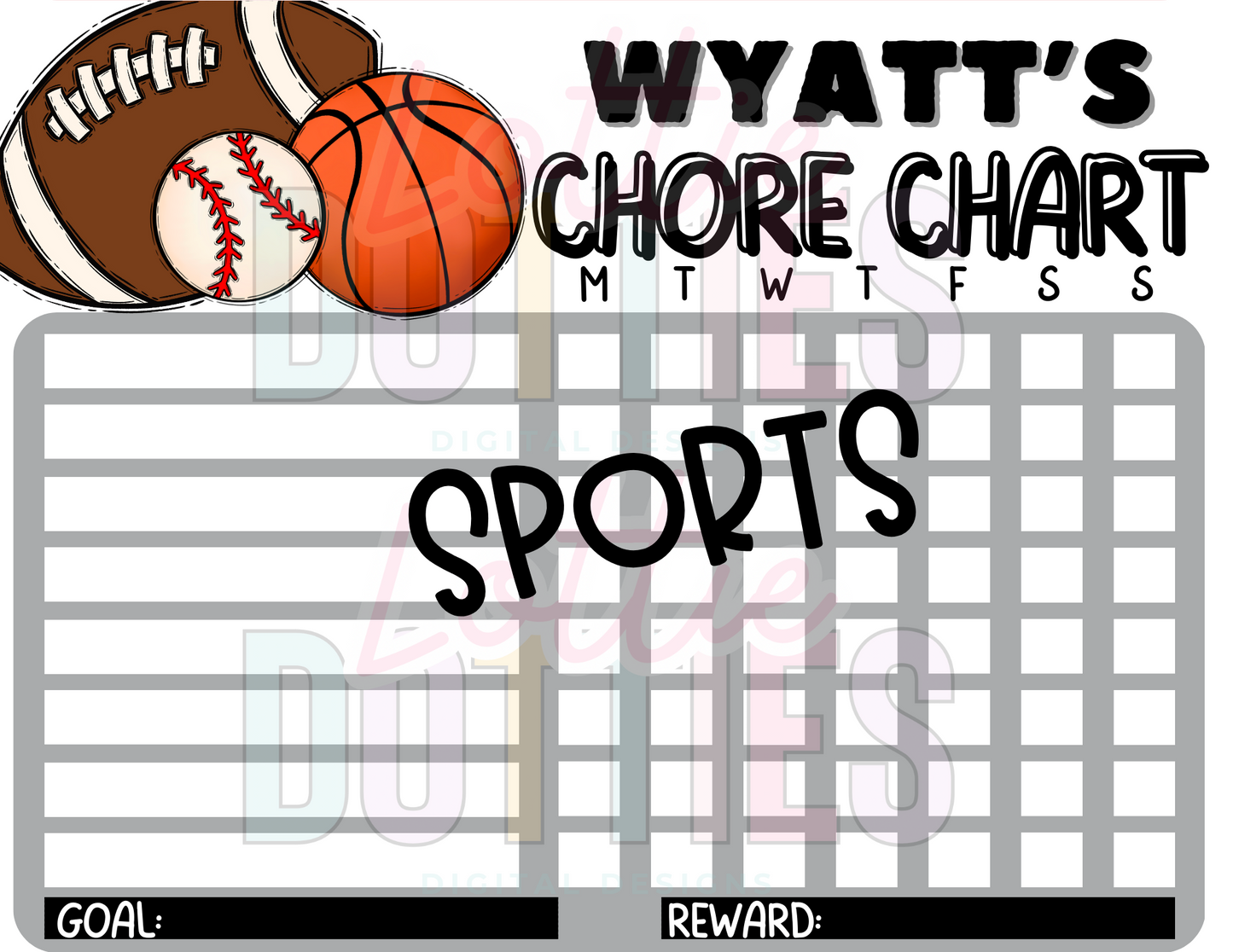 Sports Chore Chart Template - Sports