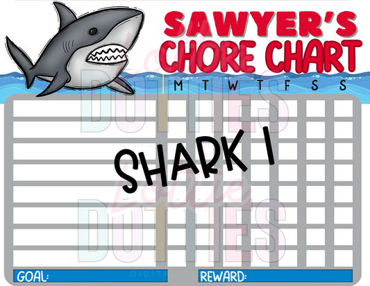 Shark Chore Chart Template - Shark 1