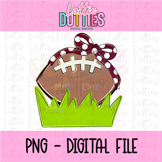 Football Bow - Maroon & White Football Bow PNG - Bow Design Sublimation - Digital Download
