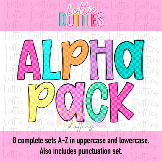 Checkers Alpha PNG - Sublimation  Alphabet - Alpha Pack -  Instant Download  - Girl Alpha Pack