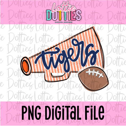 Tigers Megaphone Png | Tigers design | Digital Download | Navy and Orange