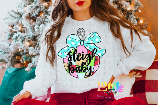 Sleigh Baby Blue Bow Png - Christmas Design - Instant Download - Digital Download