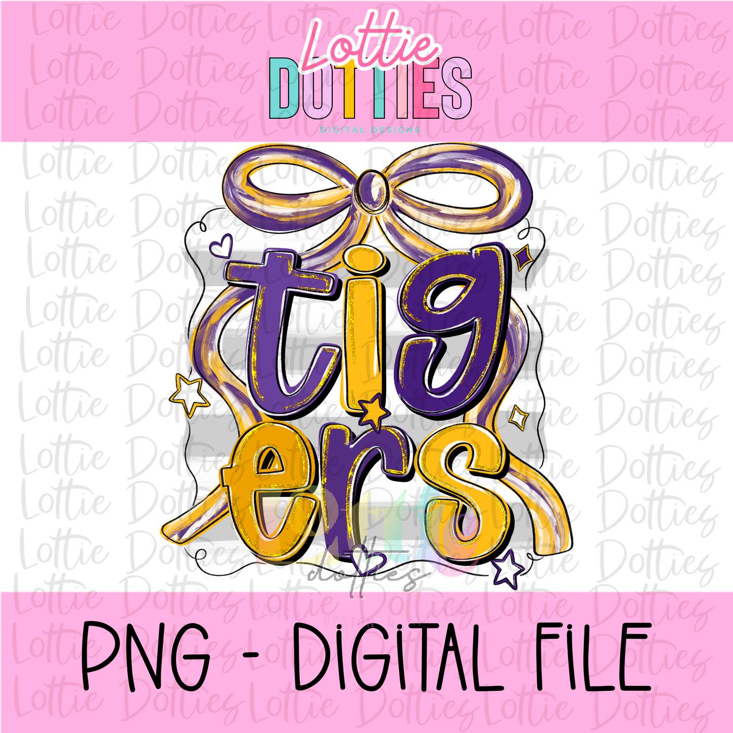 Tigers PNG - Purple & Gold Tiger Spirit - Sublimation - Digital Download