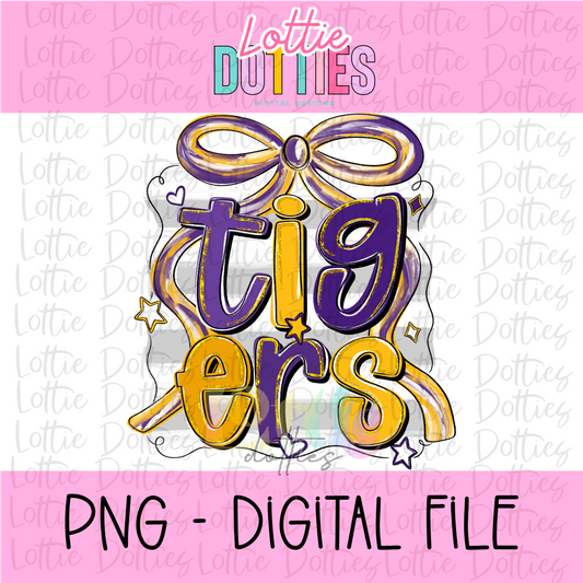 Tigers PNG - Purple & Gold Tiger Spirit - Sublimation - Digital Download