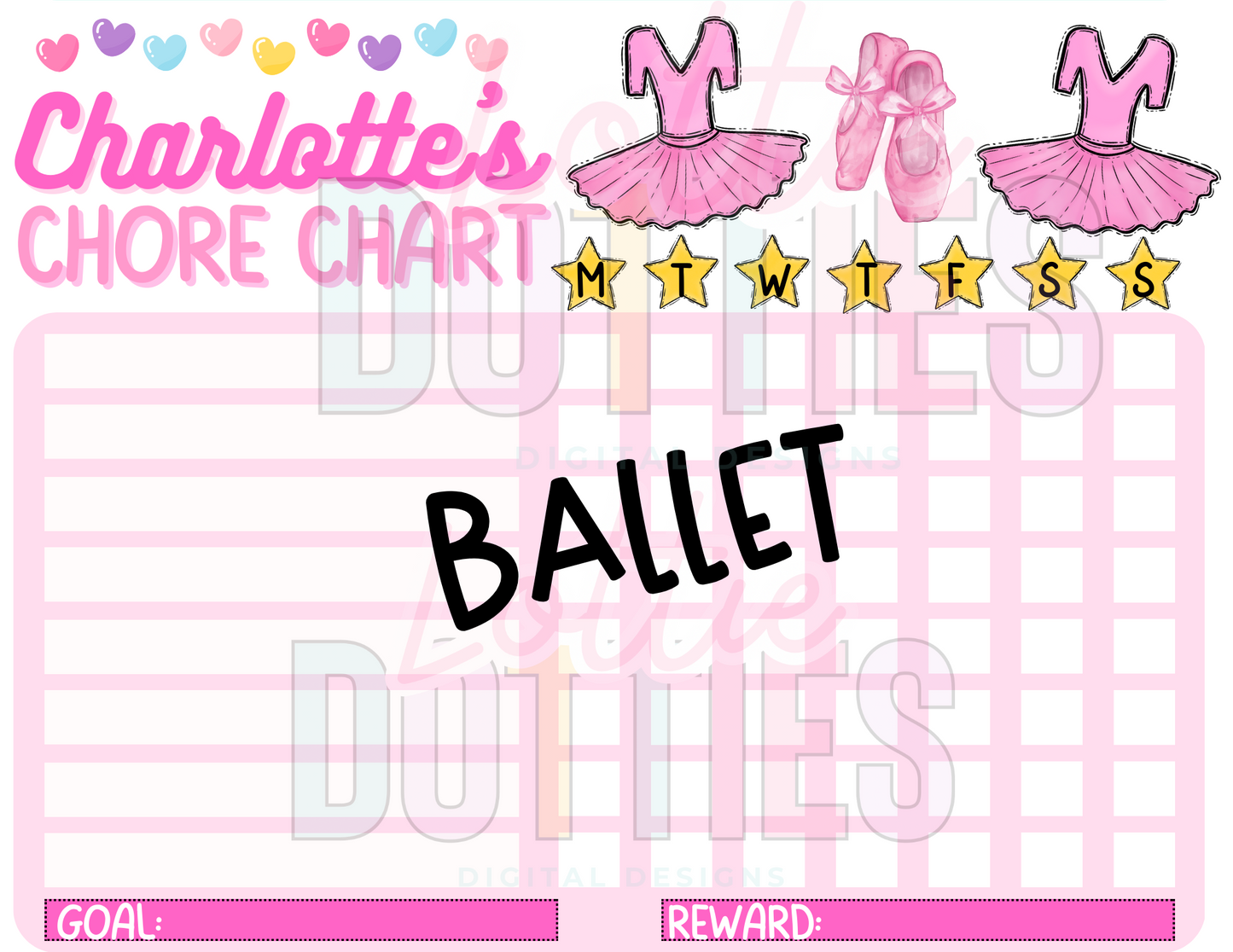 Ballet Chore Chart Template - Ballet