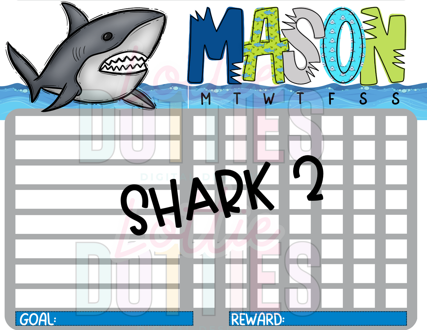 Shark Chore Chart Template - Shark 2