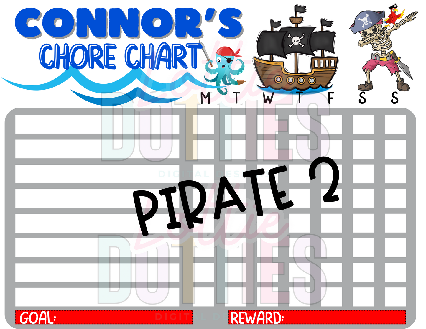 Pirate Chore Chart Template - Pirate 2