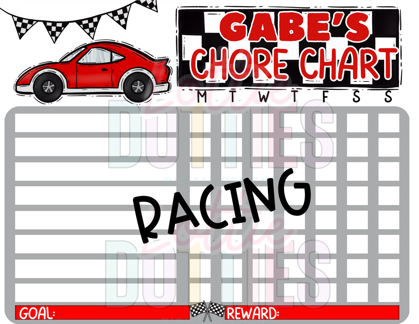 Racing Chore Chart Template - Racing