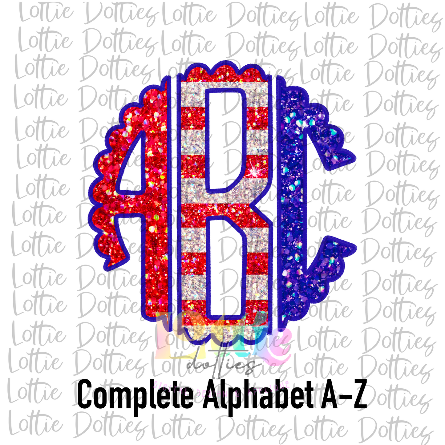 Patriotic Scallop Alphabet - Patriotic Alpha Pack - Alphabet Clipart - Instant Download - Patriotic