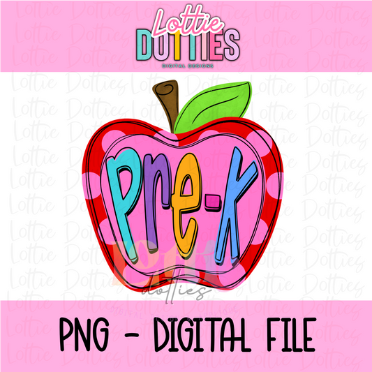 Pre-K Apple PNG - Pre-K Apple Sublimation - Digital Design